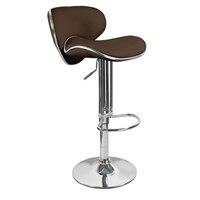 Duo Bar Stool In Brown Faux Leather With Chrome Base