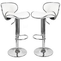 Duo Bar Stools In White Faux Leather in A Pair