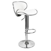 Duo Bar Stool In White Faux Leather With Chrome Base
