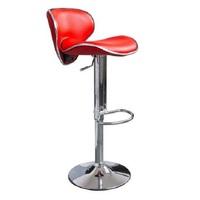 Duo Bar Stool In Red Faux Leather With Chrome Base