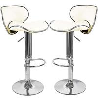 Duo Bar Stools In Cream Faux Leather in A Pair