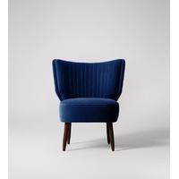 Duke Chair in Indigo Deep Velvet, Dark Oak Feet