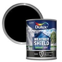 Dulux Weathershield Exterior Black Satin Wood & Metal Paint 750ml
