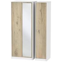 Dubai Bordeaux Oak and White Triple Wardrobe - Tall with Mirror