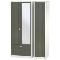 dubai rustic slate and kaschmir matt triple wardrobe tall with 2 drawe ...