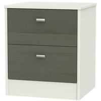 Dubai Rustic Slate and Kaschmir Matt Bedside Cabinet - 2 Drawer Locker