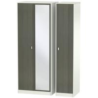 Dubai Rustic Slate and Kaschmir Matt Triple Wardrobe - Tall with Mirror