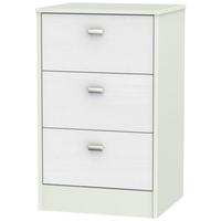 Dubai Rustic White and Kaschmir Matt Bedside Cabinet - 3 Drawer Locker