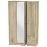 Dubai Bordeaux Oak Triple Wardrobe - Tall with Mirror and 2 Drawer