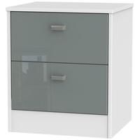 dubai high gloss grey and white bedside cabinet 2 drawer locker