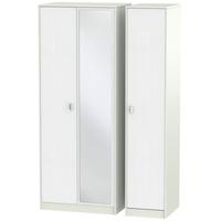 Dubai Rustic White and Kaschmir Matt Triple Wardrobe - Tall with Mirror