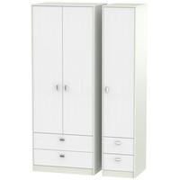 dubai rustic white and kaschmir matt triple wardrobe tall with drawer