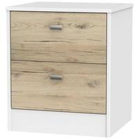 Dubai Bordeaux Oak and White Bedside Cabinet - 2 Drawer Locker