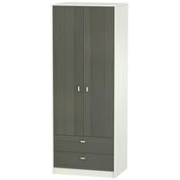 dubai rustic slate and kaschmir matt wardrobe tall 2ft 6in with 2 draw ...