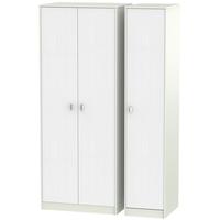 dubai rustic white and kaschmir matt triple wardrobe tall plain