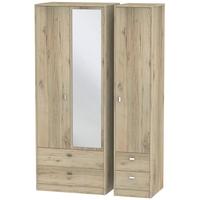 Dubai Bordeaux Oak Triple Wardrobe - Tall with Drawer and Mirror