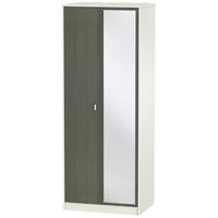 Dubai Rustic Slate and Kaschmir Matt Wardrobe - Tall 2ft 6in with Mirror