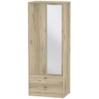 Dubai Bordeaux Oak Wardrobe - Tall 2ft 6in with 2 Drawer and Mirror