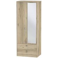 dubai bordeaux oak wardrobe tall 2ft 6in with 2 drawer and mirror