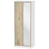 dubai bordeaux oak and white wardrobe tall 2ft 6in with mirror