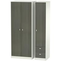 dubai rustic slate and kaschmir matt triple wardrobe tall plain with 2 ...