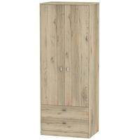 dubai bordeaux oak wardrobe tall 2ft 6in with 2 drawer