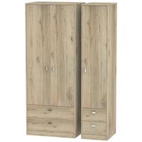 Dubai Bordeaux Oak Triple Wardrobe - Tall with Drawer