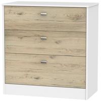 Dubai Bordeaux Oak and White Chest of Drawer - 3 Drawer Deep