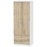 Dubai Bordeaux Oak and White Wardrobe - Tall 2ft 6in with 2 Drawer