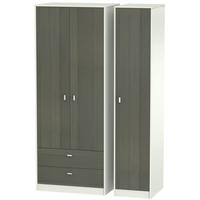 dubai rustic slate and kaschmir matt triple wardrobe tall with 2 drawe ...