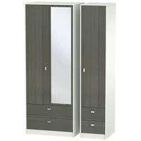 dubai rustic slate and kaschmir matt triple wardrobe tall with drawer  ...