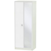 dubai rustic white and kaschmir matt wardrobe tall 2ft 6in with mirror