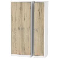 dubai bordeaux oak and white triple wardrobe tall plain