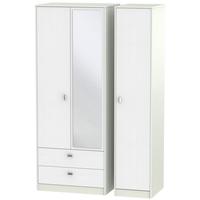 dubai rustic white and kaschmir matt triple wardrobe tall with 2 drawe ...