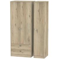 Dubai Bordeaux Oak Triple Wardrobe - Tall with 2 Drawer