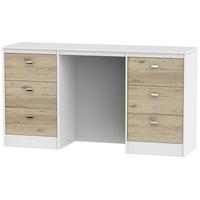 Dubai Bordeaux Oak and White Dressing Table - Knee Hole Double Pedestal