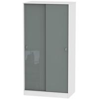 dubai high gloss grey and white wardrobe sliding 100cm wide