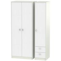 dubai rustic white and kaschmir matt triple wardrobe tall with 2 drawe ...