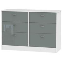 Dubai High Gloss Grey and White Chest of Drawer - 6 Drawer Midi