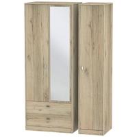 Dubai Bordeaux Oak Triple Wardrobe - Tall with 2 Drawer and Mirror