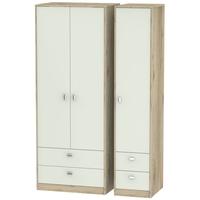 Dubai Kaschmir Matt and Bordeaux Oak Triple Wardrobe - Tall with Drawer