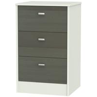 dubai rustic slate and kaschmir matt bedside cabinet 3 drawer locker