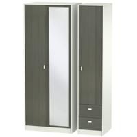 dubai rustic slate and kaschmir matt triple wardrobe tall with mirror  ...