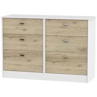 dubai bordeaux oak and white chest of drawer 6 drawer midi