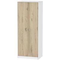 Dubai Bordeaux Oak and White Wardrobe - Tall 2ft 6in with Double Hanging