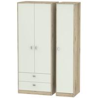 Dubai Kaschmir Matt and Bordeaux Oak Triple Wardrobe - Tall with 2 Drawer