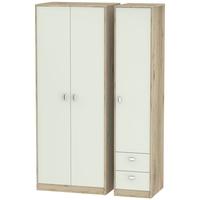 Dubai Kaschmir Matt and Bordeaux Oak Triple Wardrobe - Tall Plain with 2 Drawer