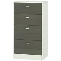 Dubai Rustic Slate and Kaschmir Matt Chest of Drawer - 4 Drawer Midi