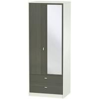 Dubai Rustic Slate and Kaschmir Matt Wardrobe - Tall 2ft 6in with 2 Drawer and Mirror