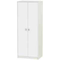 Dubai Rustic White and Kaschmir Matt Wardrobe - Tall 2ft 6in with Double Hanging